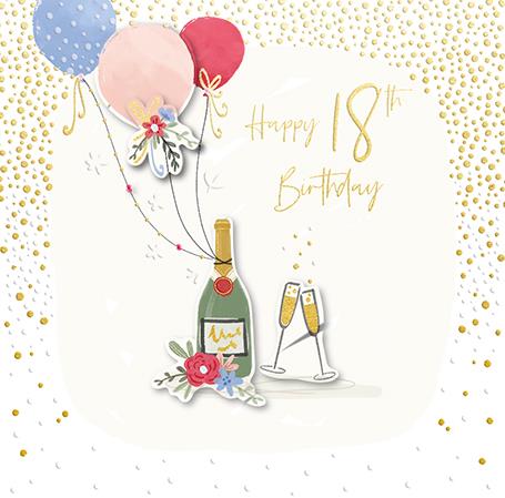 Age 18 - 18th Birthday - Champagne & Balloon