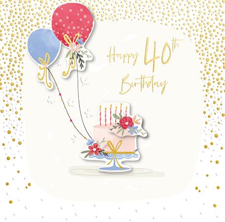 Age 40 - 40th Birthday - Cake & Balloons