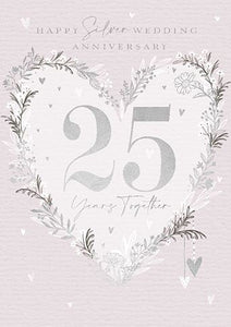 Anniversary Card - 25th Silver Anniversary - Silver Anniversary