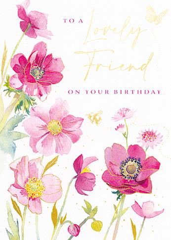 Birthday Card - Special Friend - Pink Anemones