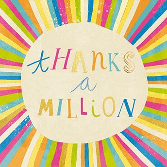 Thank You Cards - Pack of 5 - Thanks A Million