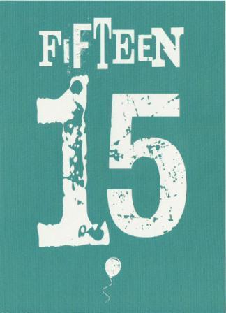 Age 15 - 15th Birthday - Letterpress 15 Blue