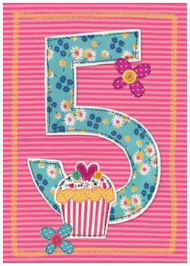 Age 5 - 5th Birthday - Fabric Cupcake