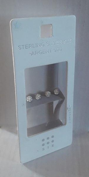 Jewellery - 925 Silver Rhinestone Stud Earrings - Set of 2
