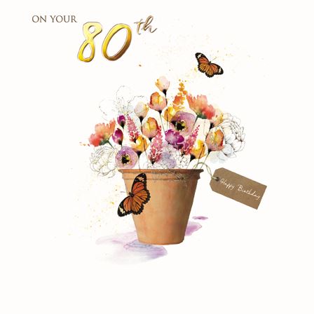 Age 80 - 80th Birthday - Flower Pot
