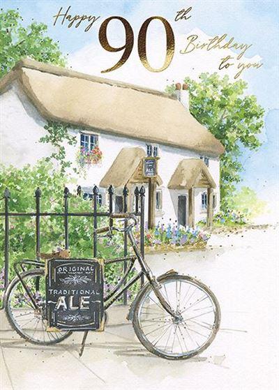 Age 90 - 90th Birthday - Bike and Pub