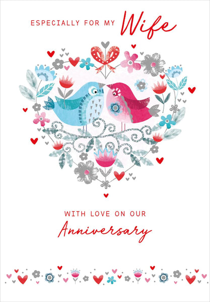 Anniversary Card - Wife - Love Birds