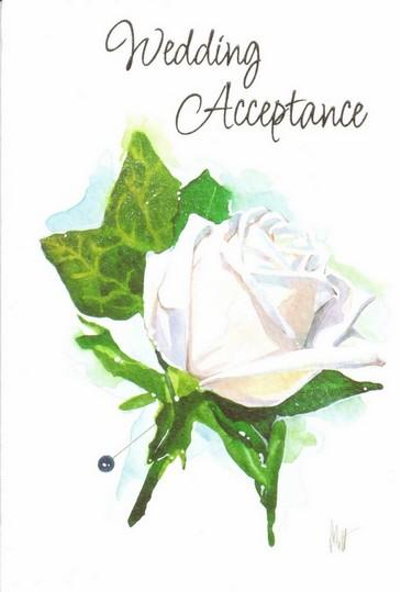 Wedding Acceptance Card -Single White Rose