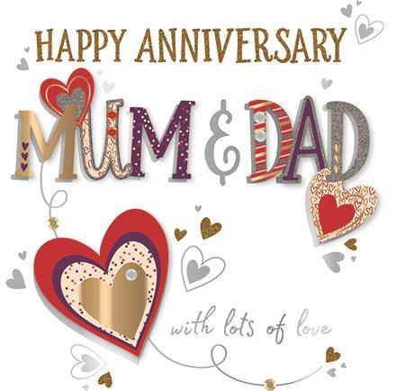 Anniversary Card - Mum and Dad Anniversary - Anniversary Hearts