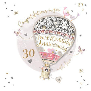 Anniversary Card - 30th Pearl Anniversary - Pearl Balloon
