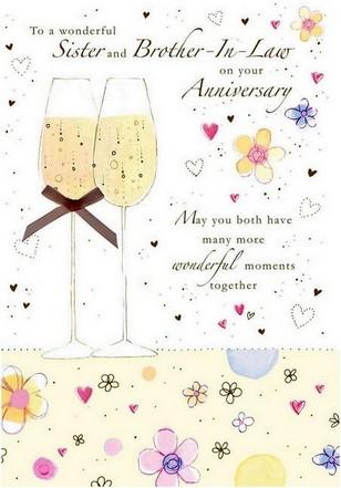 Anniversary Card - Sister & Brother-in-law Anniversary - Florals and Champagne