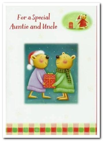 Christmas Card - Auntie and Uncle - Exchanging Gifts
