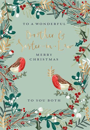 Christmas Card - Brother and Sister-in-Law - Christmas Robins
