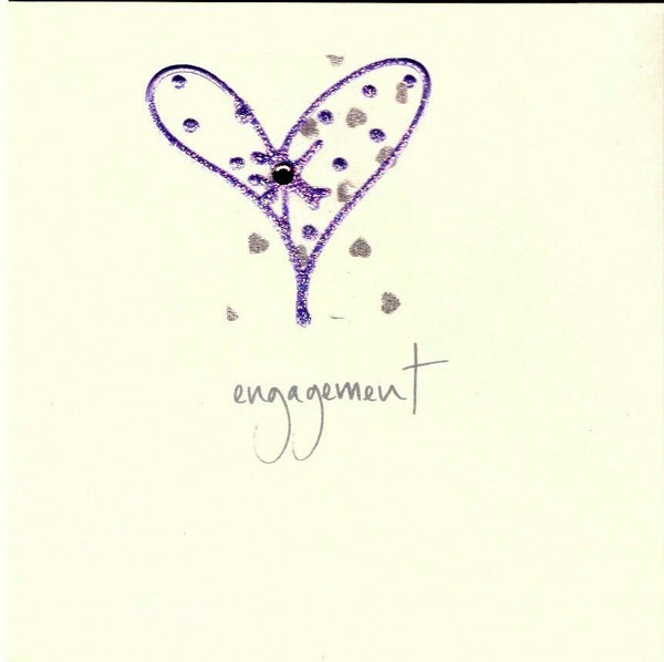 Engagement Card - Purple Glitter & Jewelled Heart