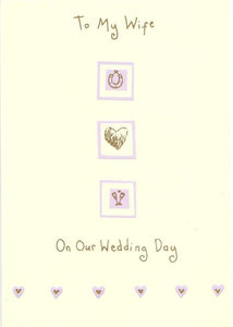 Wedding Card - Wife - Horseshoe, Heart, Champagne