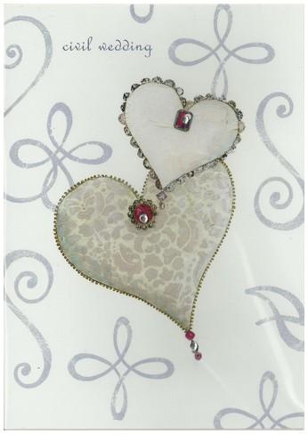 Commitment / Civil Partnership Card - Civil Wedding - Entwined Jewelled Hearts