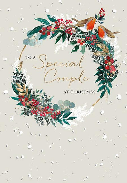 Christmas Card - Special Couple - Festive Wreath