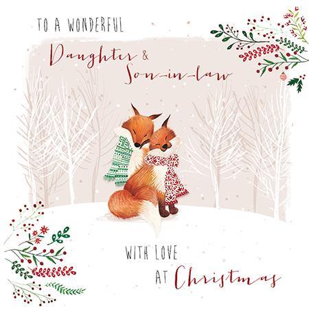 Christmas Card - Daughter and Son-in-Law - Festive Foxes