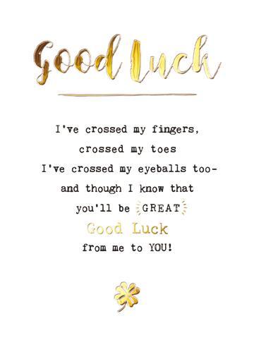 Good Luck Card - Crossed My Fingers from The Great British Card Company ...