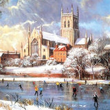 Christmas Cards - 10 Christmas Cards in Wallet Pack - Worcester Cathedral / Going To Church In The Snow