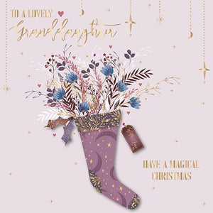 Christmas Card - Granddaughter - Stocking Bouquet