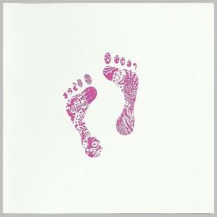 New Baby Card - Baby Girl - Pink Footprints