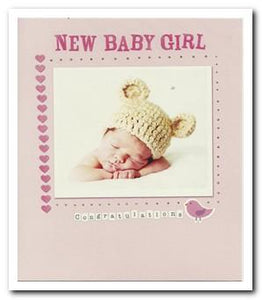 New Baby Card - Baby Girl - Hat With Bear Ears