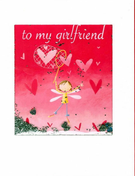 Girlfriend Card - Fairy Hearts Valentine's Day Cards in France