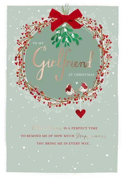 Christmas Card - Girlfriend - Berry Wreath