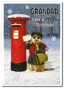 Christmas Card - Grandad - Meercat & Post Box