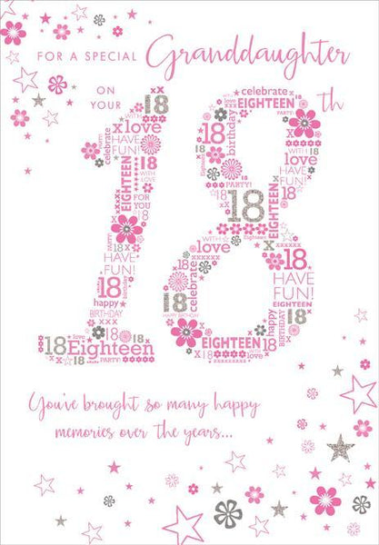 Granddaughter 18th Birthday - 18th Pink Text
