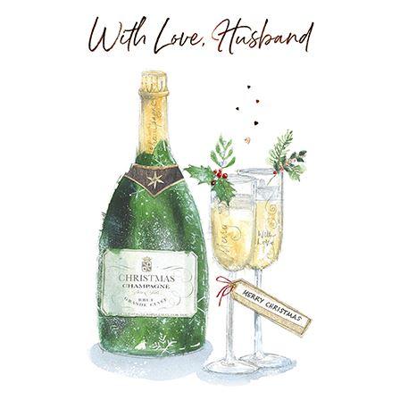 Christmas Card - Husband - Champagne