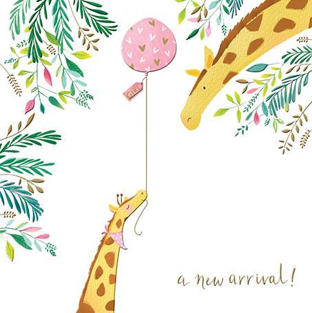 New Baby Card - Baby Girl - Baby Giraffe