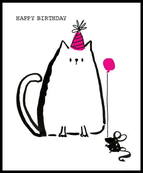 Children's Birthday Card - Cat In Party Hat