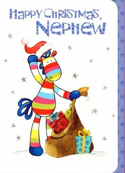 Christmas Card - Nephew - Stripy & Sack Presents