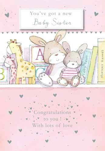 New Baby Card - Baby Girl - New Baby Sister Top Shelf