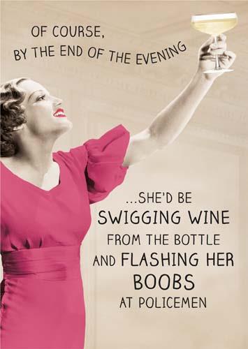 Humour Card - Swigging Wine From Bottle