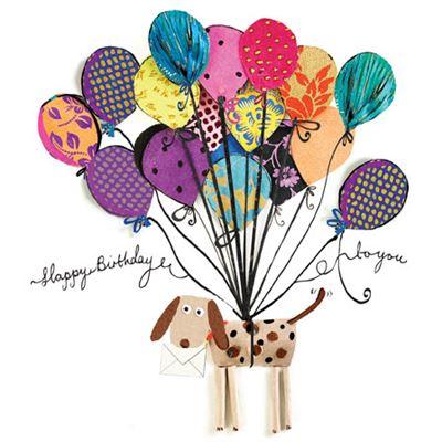 Children's Birthday Card - Dog With Balloons