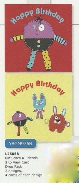 Children's Birthday Card - Pack of 8 - Stitch and Friends