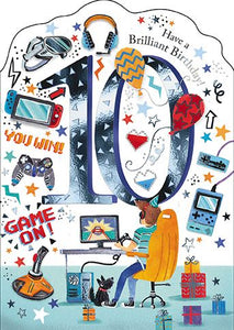 The Great British Card Company Age 10 - 10th Birthday - Game On