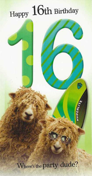 Age 16 - 16th Birthday - Sheep With Surf Board