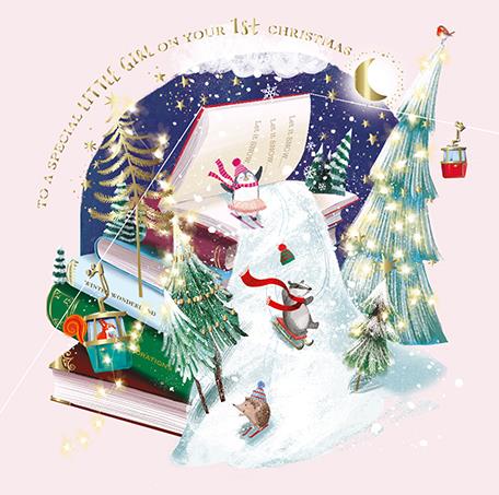 Christmas Card - 1st Christmas Girl - Winter Wonderland