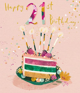 Age 21 - 21st Birthday - Birthday Cake from Ling Design, English Cards in France