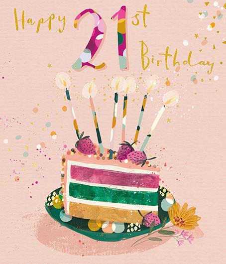 Age 21 - 21st Birthday - Birthday Cake from Ling Design, English Cards in France