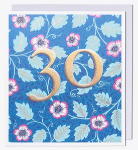 Age 30 - 30th Birthday - Floral and Leaf Pattern from Pigment Productions, English Cards in France