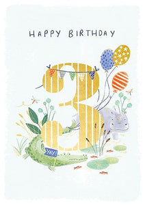 Age 3 - 3rd Birthday - River Party from Ling Design, English Cards in France