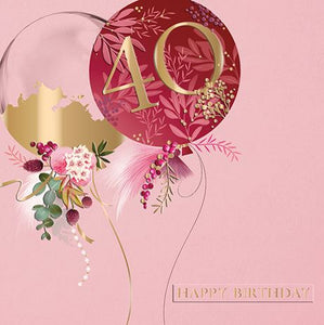 Age 40 - 40th Birthday - Birthday Balloons from Ling Design, English Cards in France