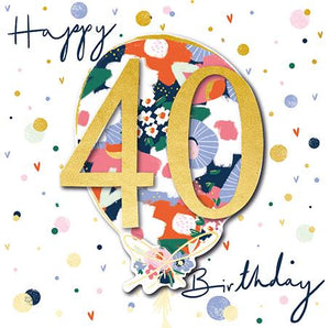 Talking Pictures Age 40 - 40th Birthday - Floral Balloon