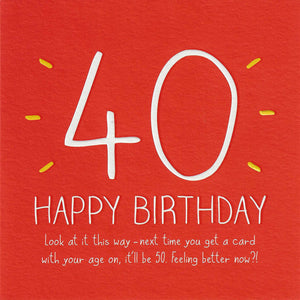 Age 40 - 40th Birthday - Card With Age On It