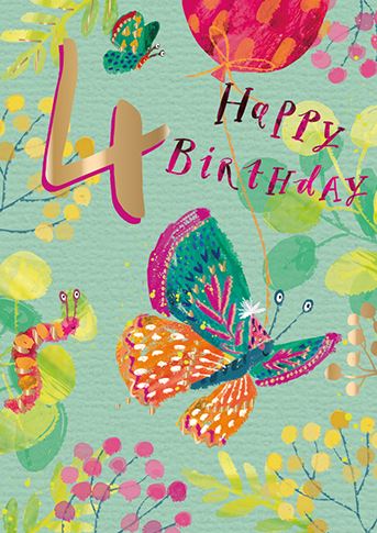 Age 4 - 4th Birthday - Four Today from Ling Design, English Cards in France